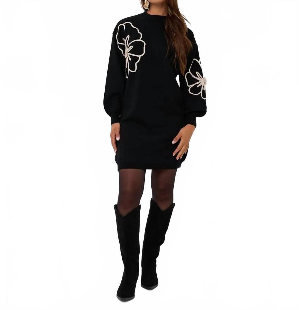 NEW ESQUALO tape flower mini dress in black